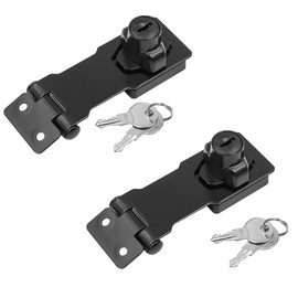 Set of 2 ZONADAH Keyed Hasp Locks Twist Knob 2.5 Inches Catch Latch Safety Lock with Keys Lock Plate with Lock Heavy Duty Locking Hasp for Doors Drawers Cabinets Black