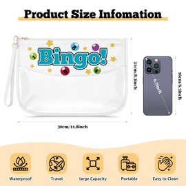 Gfhzdmf Funny Bingo Lover Gift Makeup Bag Bingo Player Gifts for Women Transparent Cosmetic Bag Gambling Lover Present Birthday Christmas Retirement Zipper Travel Pouch
