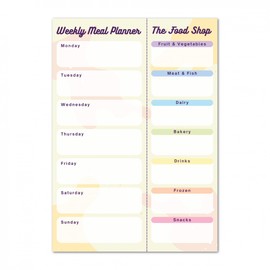 Magnetic Weekly Meal Planner and Tear-Off Shopping List for Fridge, 52 Sheets A5 Notepad for Weekly Food and Shopping Planning - Quirky