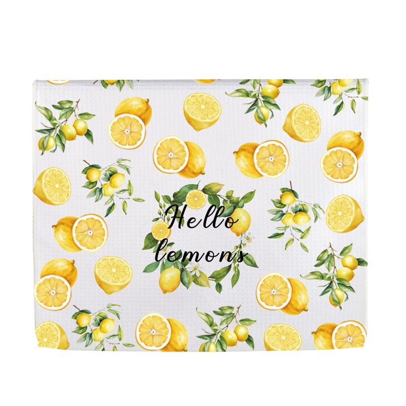 Hello Lemons Kitchen Towel Lemon Fans Gift Fruits Lover Gift
