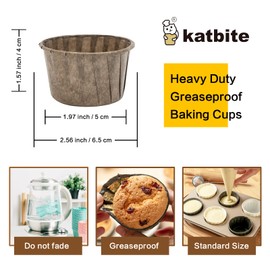 katbite Paper Muffin Cases, Pack of 150 Mini Cupcake Moulds for Wedding, Birthday, Party, Disposable Baking Cups in Dark Brown