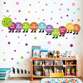 Large Kids Nursery Wall Stickers Colorful Motivational Wall Decal Multicolor Polka Dot Walls Vinyl Sticker Be Kind Art Mural Decals for Baby Boys Girls Bedroom Playroom Classroom Decor 20.9" x 102.2"