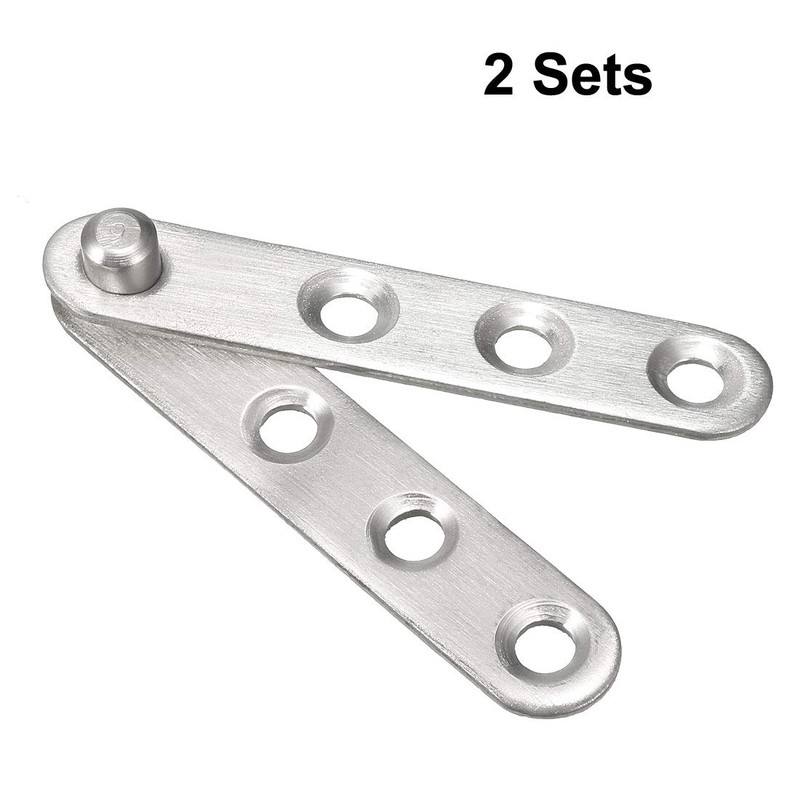 sourcing map 2 Sets Stainless Steel 360 Degree Rotating Door