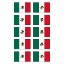 Sticker 50 x 30 mm, Pack of 10 Mexico Flag MX for Car, Suitcase, Laptop and More