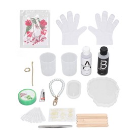 Epoxy Resin Coaster Kit DIY Handcraft Reusable Silicone Flower Preservation Kit Resin Mold with Dried Flowers Stickers Red