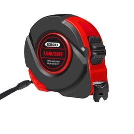 JCBCKJ 25 FT Industrial Tape Measure, Self-Locking Heavy-Duty Steel Ruler with Easy to Read Scale, Suitable for Engineers and Decorators to Measure, Standard Public Tape Measure (Red)