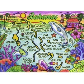 World By Shotglass Bahamas Map Caribbean Fridge Collector's Souvenir Magnet 2.5" X 3.5"