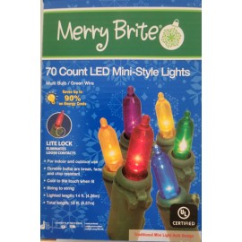 Merry Brite Lot of 2 Merry Brite 70 Ct Holiday LED Multicolor String Lights Green Wire