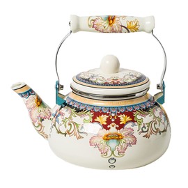 Pevfeciy Kettle Enamel 2.4 L Nostalgia Tea Kettle Retro Kettle Induction Whistling Kettle for Induction, Gas Stove, Wood Stove