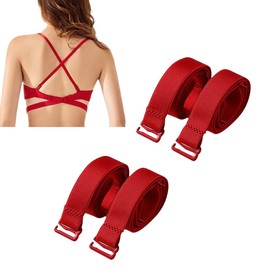 PurpleYu 2 Pairs Women Convertible Plain Bra Straps Replacement for Women Bra 18mm Width 18" and 21" Long (Red)