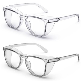 Stylish Safety Glasses, Clear Anti-Fog Anti-Scratch Protective Glasses For Men And Women（Clear+Gray（2 Pack））