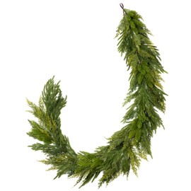 Somikis 6FT Christmas Garland Real Touch Norfolk Pine & Cedar Garland, Artificial Realistic Greenery Garland for Mantel Table Staircases Indoor Outdoor Christmas Decorations