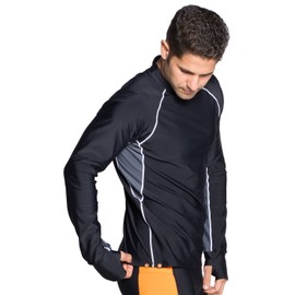 Tuga Men's Snorkel Rash Guard, UPF 50+, Made in USA, Black/Grey, 4XL