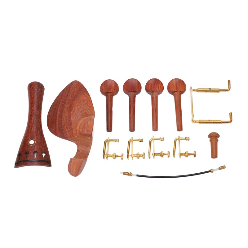 4/4 Wood Violin Parts Tailpiece Chinrest Tuning Pegs Metal Tail