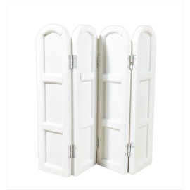 Melody Jane Dolls House White Panel 4 Fold Dressing Screen Room Divider Bedroom Furniture