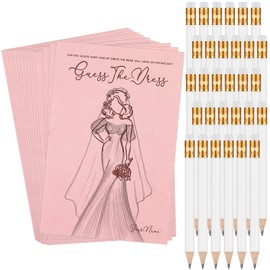 Fulmoon 30 Sets Guess The Dress Bridal Shower Games for Guests Include Wedding Shower Games Cards and Water Soluble Pencils Fun Wedding Decorations Party Supplies Games Ideas (Pink)