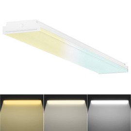 FaithSail Dimmable 4FT LED Wraparound, 4 Foot LED Light Fixture with 3 Watt/3 Lumen/3 CCT, 30W/40W/50W, 3500lm/4500lm/5500lm, 3000K/4000K/5000K, 48'' Flush Mount Light, Fluorescent Replacement, 1 Pack