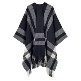 Moss Rose Women's Travel Plaid Shawl Wrap Open Front Poncho Cape for Fall Winter Holiday Gift