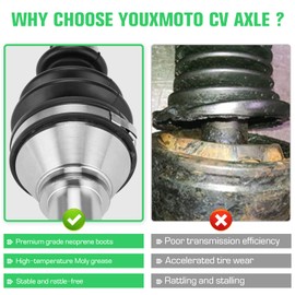 Youxmoto Front Left CV Axle Fit for Can-Am Maverick 1000R Xmr DPS 2013-2016 / Maverick Max 1000R Turbo Xds Xrs 2014 2015 2016 2017, 4340 Chromoly Steel CV Axles, For 705401235, 705401873