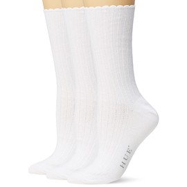 HUE Women's Scalloped Pointelle Sock, White,One size
