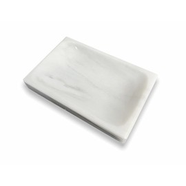 AIRAM HOME Jabonera de Mármol Natural, Ideal para el baño de tu hogar, Hecho artesanalmente, Blanco Bego.