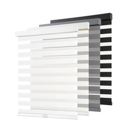 AOSKY Cordless Zebra Blinds for Windows Pull Down Roller Window Shades Dual Layer Light Filtering Privacy for Day and Night, Free-Stop Door Shades for Home Easy to Install (52" W X 72" H, White)