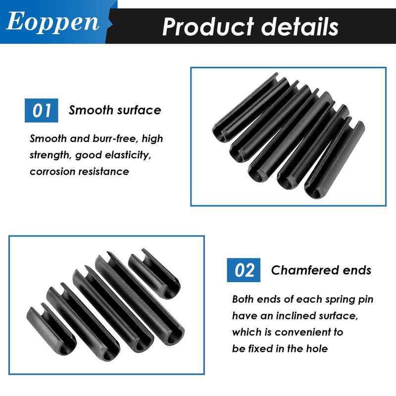 Eoppen 230Pcs SAE Roll Pin Assortment Set - Slotted Spring