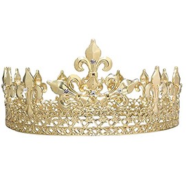 King Men's Crown or Party Prom Decorations Royal Medieval Crown Gold For Cosplay Homecoming Prom Party Decorations (Gold)