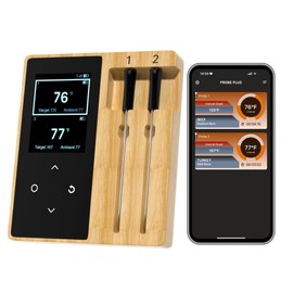 Niitawm Oven Grill Digital Meat Thermometer, Smart Bluetooth Wireless Food Thermometer with Dual Probes, iOS & Android App Thermometer for Long Range Smoker BBQ, Gas Grill, Air Fryer, Cooking Gifts