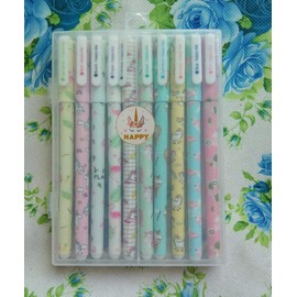 EUGU 5 Unicorn Gel Pens and 5 Flamingo Gel Pens,Cute Korean Stationery for Girls,0.5mm Fine Point Pen,10 Ink Color