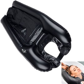 Leiasnow Nursing Care Hair Washer, Shampoo Stand, Nursing Care Supplies, Hair Washing Basin, Sleeping Head, Foldable, Air Type, Elderly People (Black)