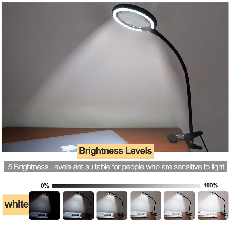 LED Magnifying Lamp with Clamp, Raweao 3X Lighted Magnifying Glass