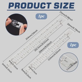 BENECREAT 2Sizes Acrylic Zipper Overlay Template, 5mm & 8mm Solt Boxy Bag Tool, Zipper Pocket Placement Tool for Sewing Bags with Zipper Pockets and Zipper Overlays