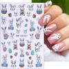 6 Sheets Easter Nail Art Stickers 3D Self-Adhesive Bunny Nail