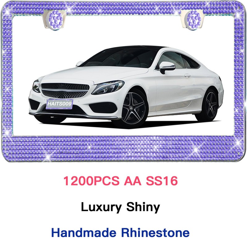 2 Pack License Plate Frames for Women, Sparkly Rhinestone Diamond