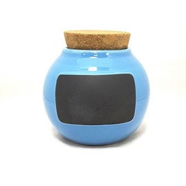 Chalk Board Light Blue Personalize Hand Crafted Stoneware Clay Original Word Jar