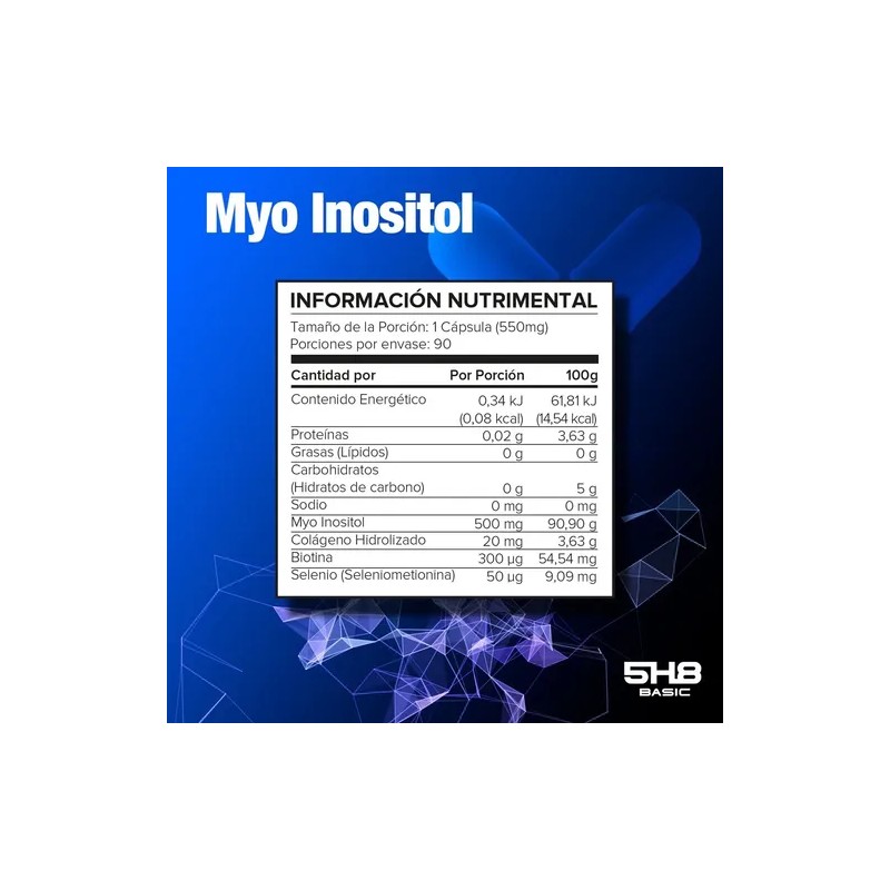 5h8 Myo Inositol, Con Colágeno, Biotina Y Selenio 90 -cáps