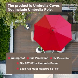 SunCula Replacement 9ft Patio Umbrella Canopy, Market Umbrella Top, Outdoor Table Umbrella Canopy for 8 Ribs, Canopy Only
