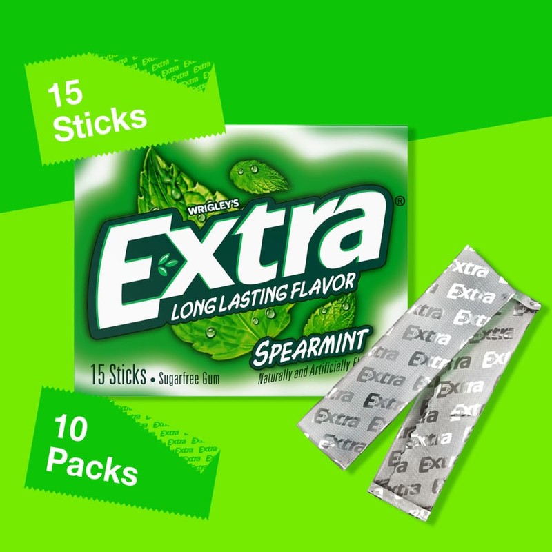 Extra Gum Spearmint Sugarfree Gum Bulk, Individually Wrapped, Perfect for