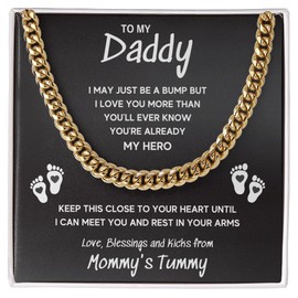 FG Family Gift Mall Pregnancy Announcement For Dad To Be Baby Shower Present To My Daddy New Dad Gifts For Men Baby Announcements Ideas First Time Parents Gift (Standard Yellow Chain, Daddy Hero Cuban)