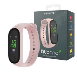 FOREVER Fitband SB-50 Smart Watch Bracelet – Women's Men's Smart Fitness Tracker with Pedometer – Heart Bracelet – Calories Expended Watch – iOS Android Smartwatch – Pink
