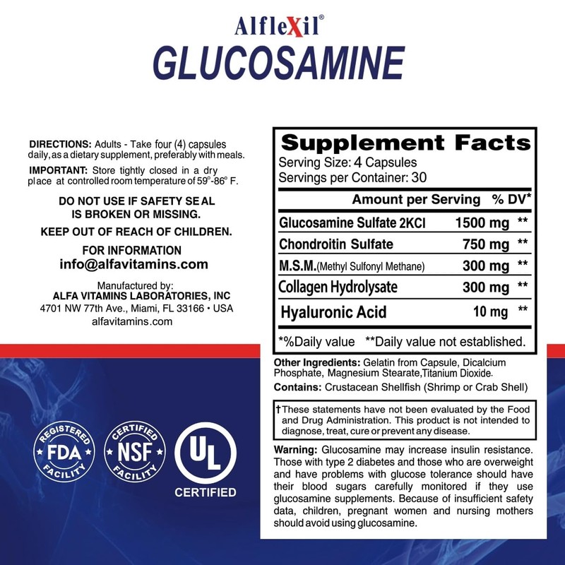 ALFLEXIL Premium Glucosamine & Chondroitin Nutritional Supplement - Healthy Joint,