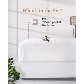 Good Sleep Bedding King Fitted Sheet, Soft & Breathable Cotton Fitted Bed Sheets King Size, Luxury Hotel Style 41 cm Deep Fitted Sheets King Bed, Sateen Weave King Bed Sheet - White