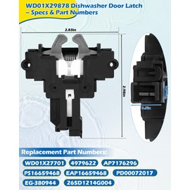 Upgrade WD01X29878 Dishwasher Door Latch Assembly Replacement for GE/Hotpoint (Fixes Door Won’t Close/Lock) Replaces WD01X27701, 4979622, AP7176296, PS16659468, PD00072017, 265D1214G004, EG-380944
