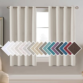 H.VERSAILTEX Linen Blackout Curtain 54 Inches Long for Bedroom/Living Room Thermal Insulated Grommet Linen Look Curtain Drapes Primitive Textured Burlap Effect Window Drapes 1 Panel - Heather Ivory