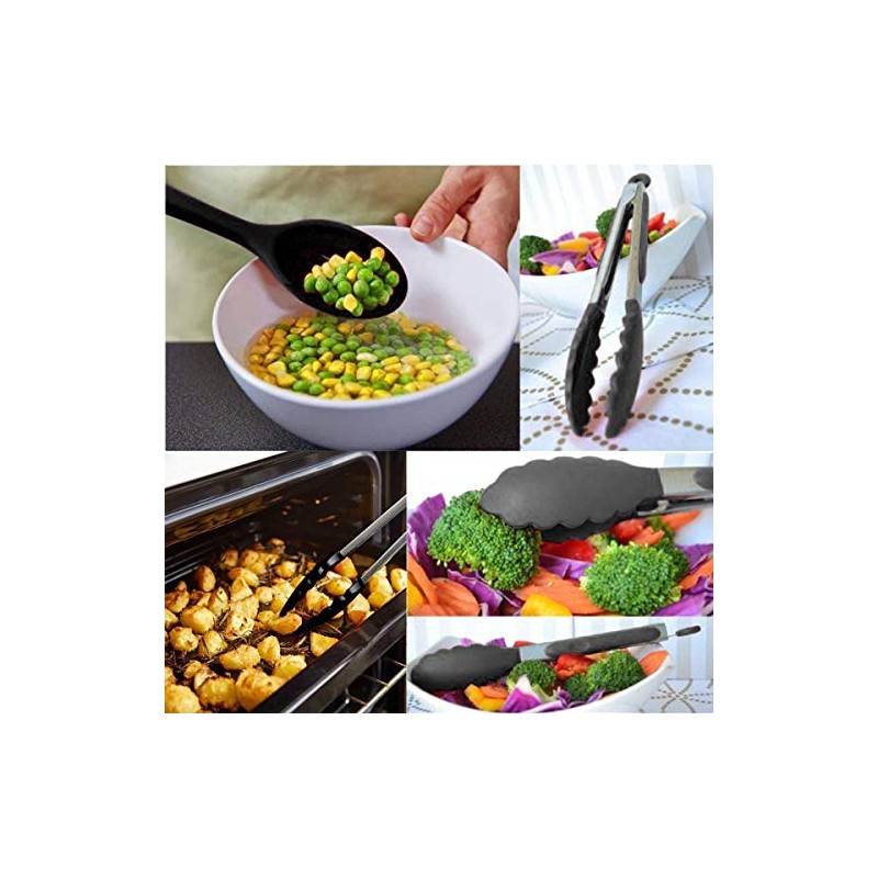 IMLUCKY - Juego de Utensilios de Cocina Negros - Herramientas