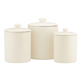 10 Strawberry Street Kitchen Canister Set, 3 Piece, Tide White