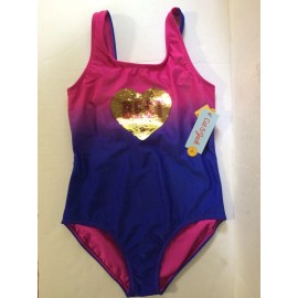 Cat & Jack Girl BEST FRIENDS Sequin Flip One Piece Swimsuit LARGE PLUS
