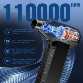 Poalius X3 Mini Compressed Air Duster – 110,000RPM Turbo Jet Blower, 3-Speed 150g Wind Pressure with Fast Charging and Overheat Protection,Dust Solver for Keyboard,Car,Outdoor Cleaning