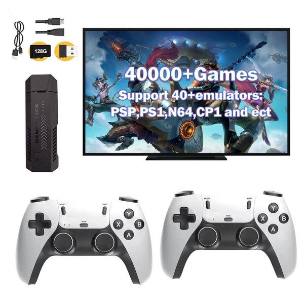 128G Wireless Retro X2 Game Console Set - 40+ Emulators,40,000
